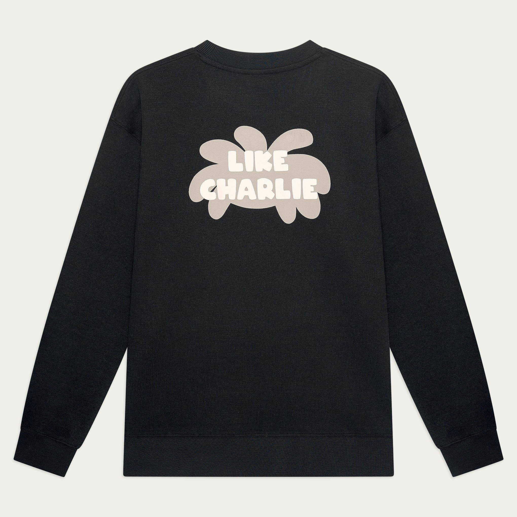 Branded Sweater Black, achterkant, plat gefotografeerd