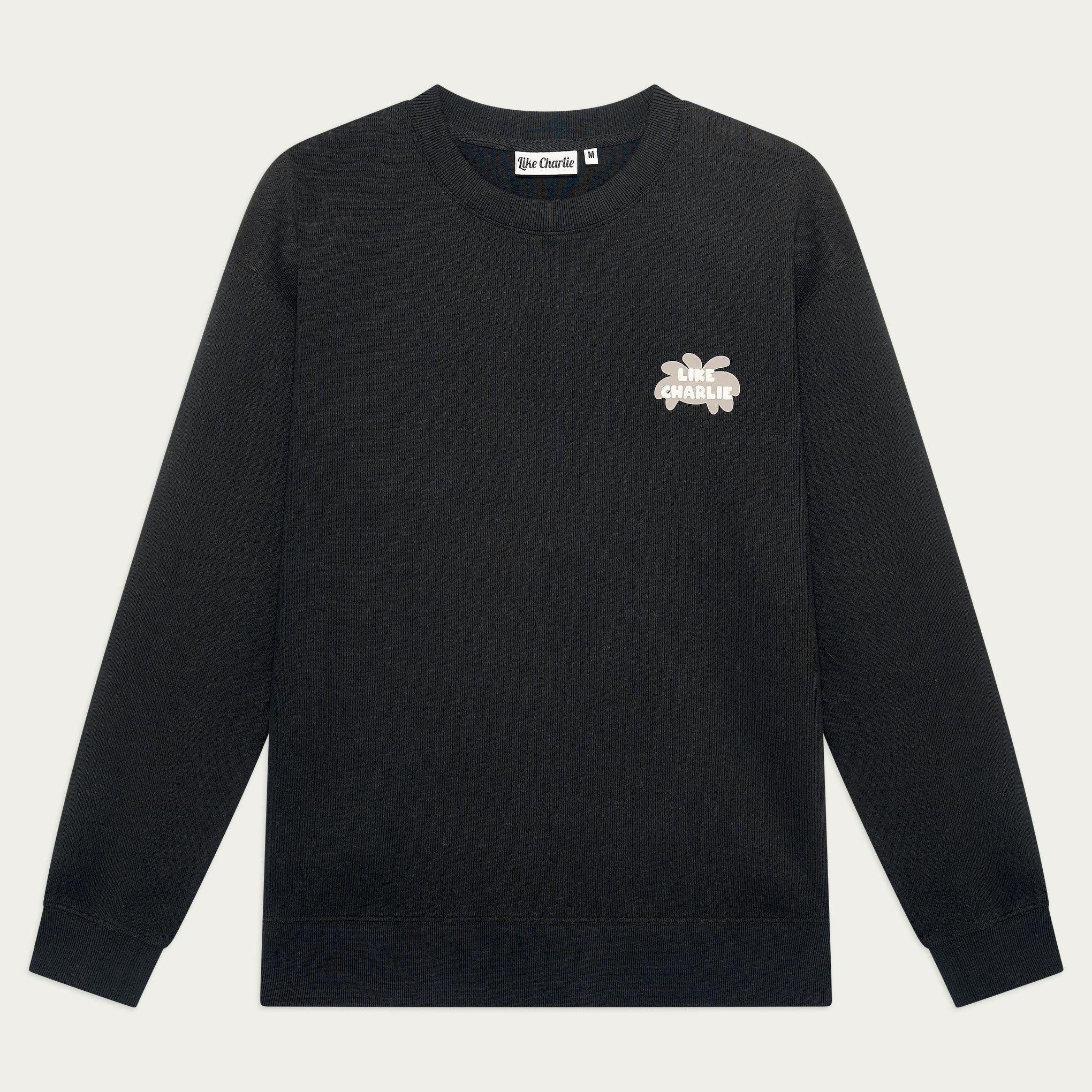 Branded Sweater Black, voorkant, plat gefotografeerd