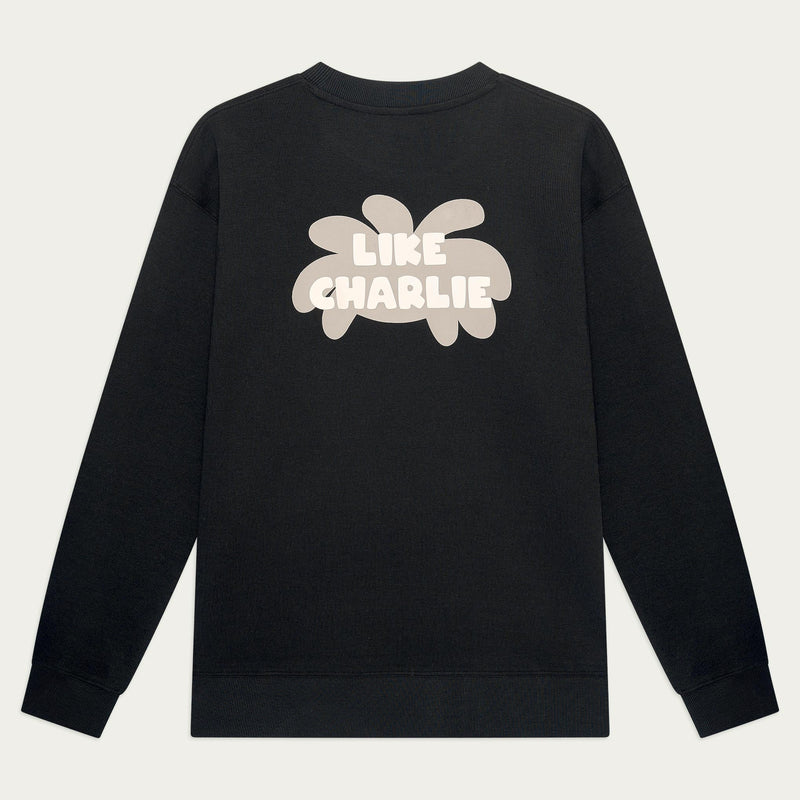 Branded Sweater Black, achterkant, plat gefotografeerd