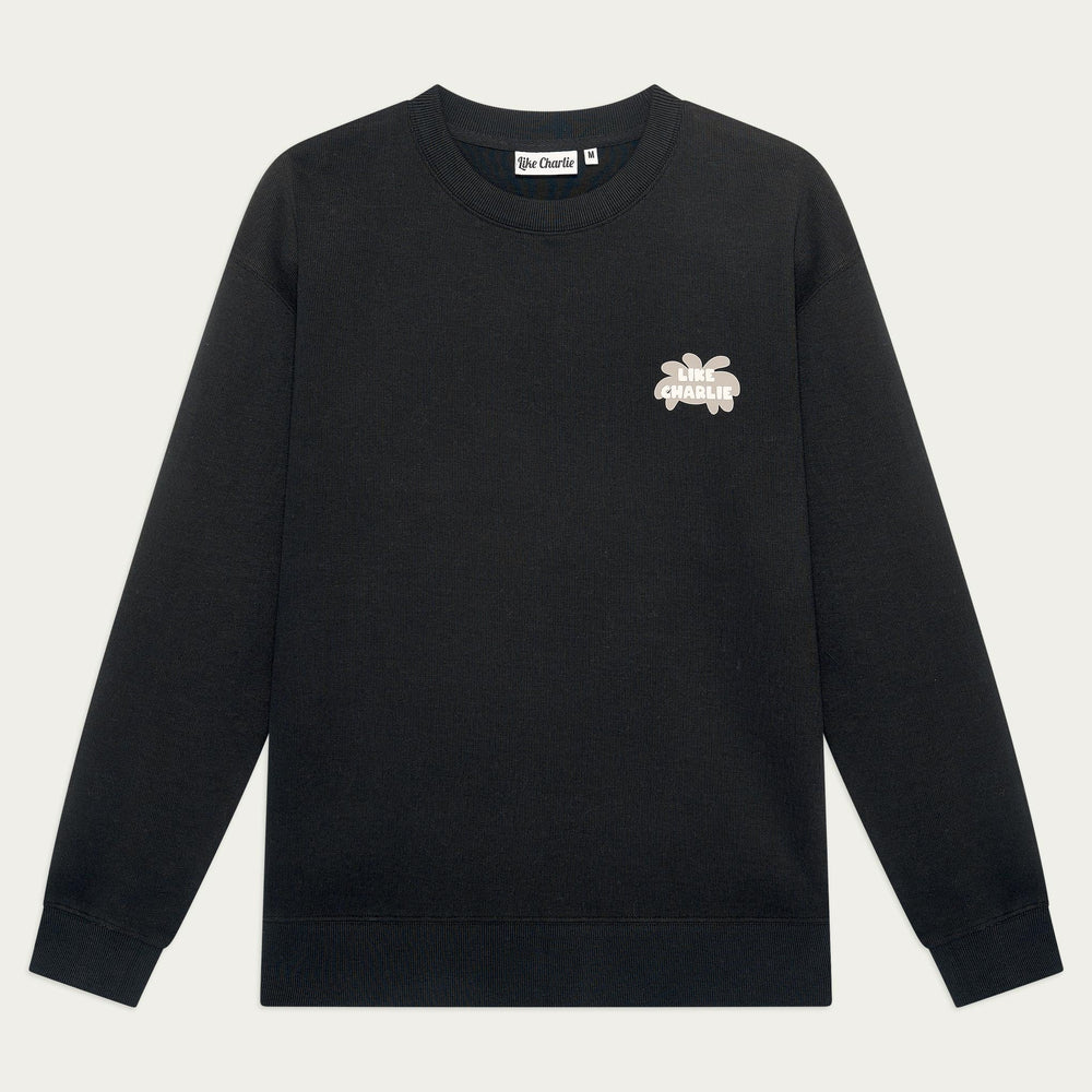 Branded Sweater Black, voorkant, plat gefotografeerd