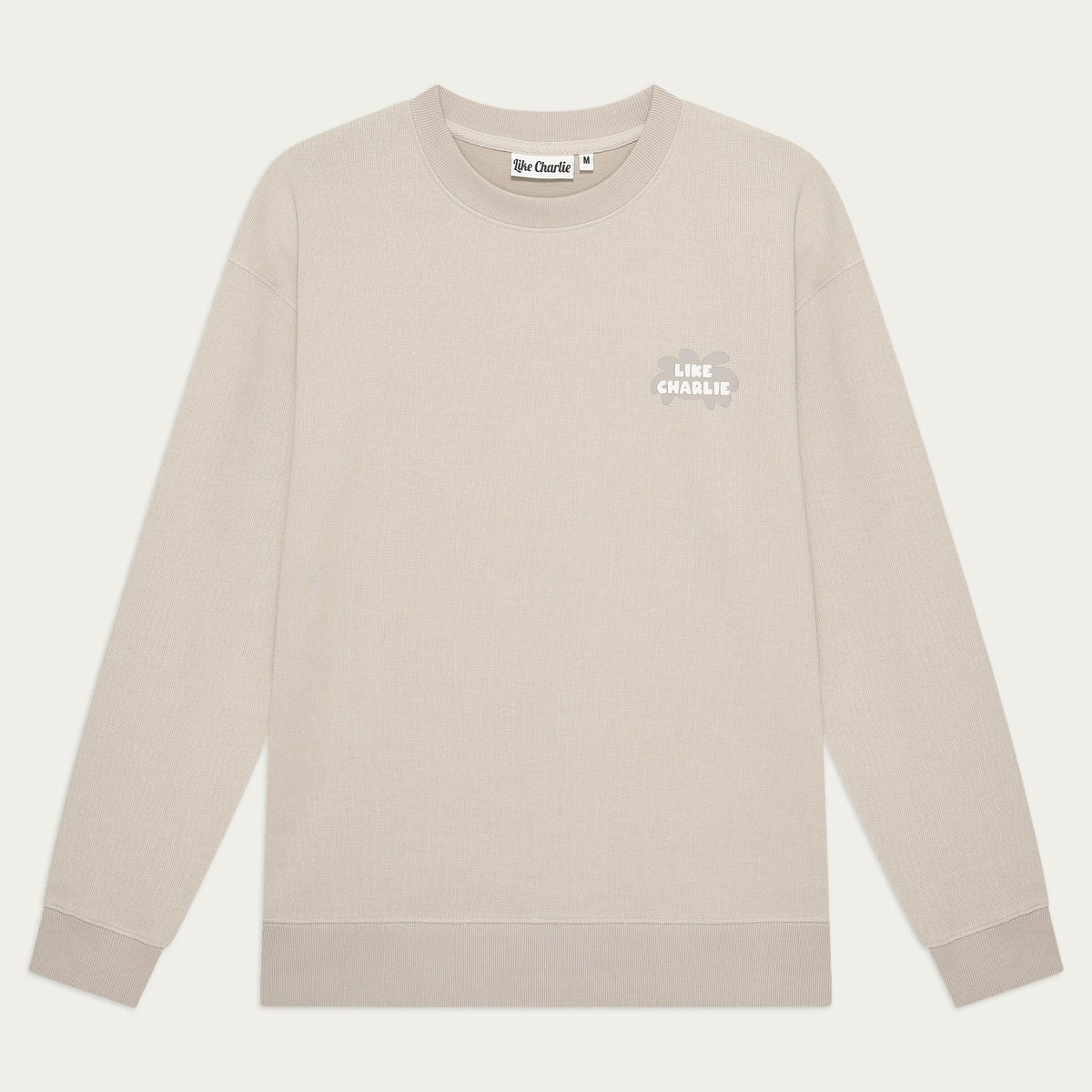 Branded Sweater Khaki, voorkant, plat gefotografeerd