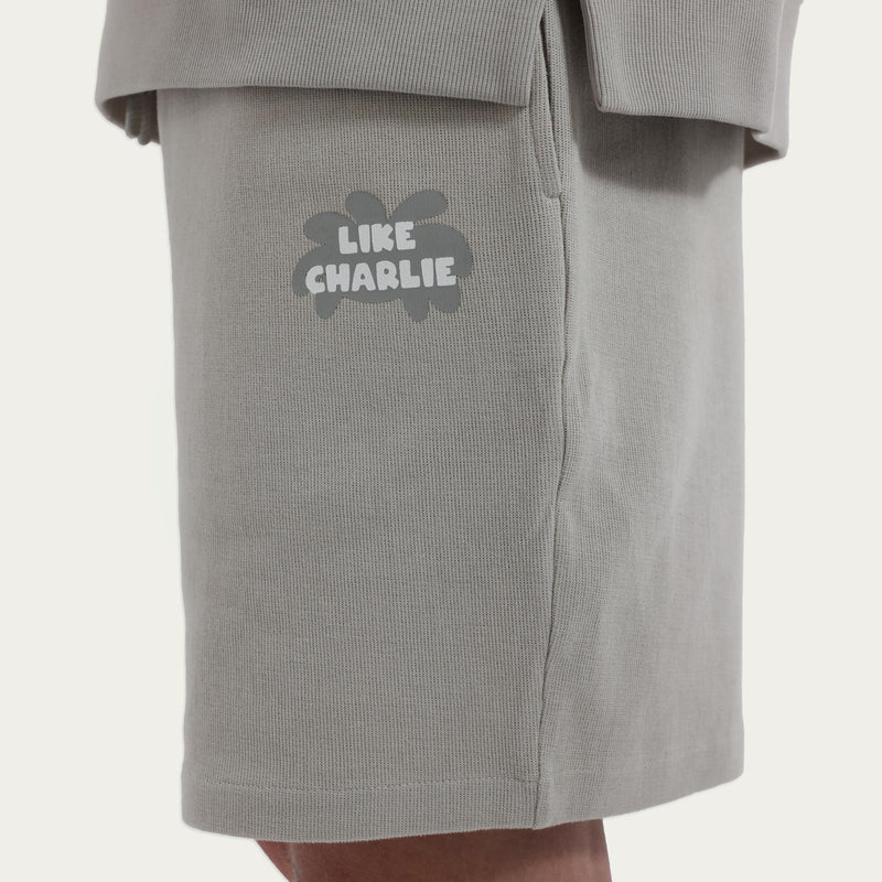 Detail van de Branded Shorts Khaki gedragen door een model